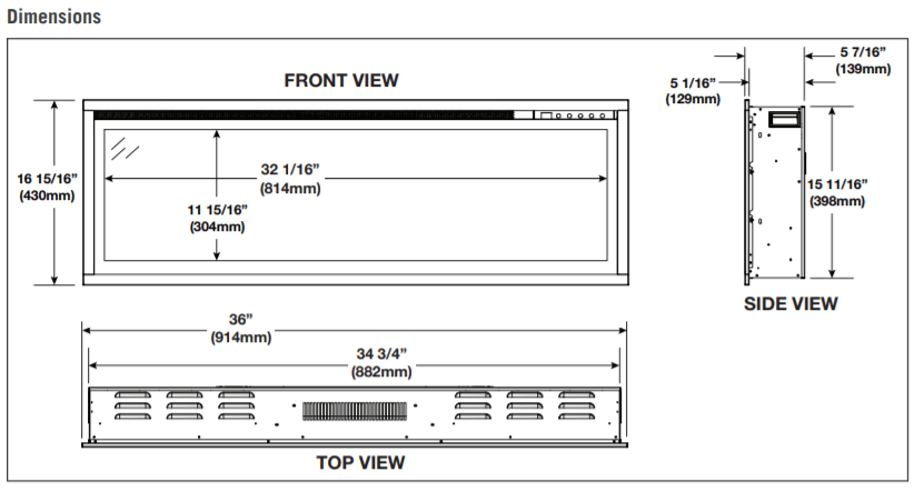 Napoleon Entice 36 Wall Mount Recessed Electric Fireplace | NEFL36CFH-1 - view 20