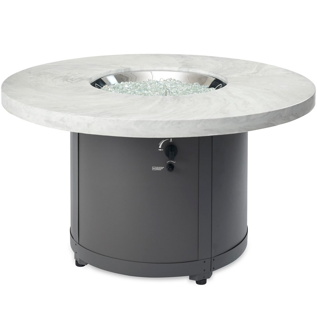 The Outdoor GreatRoom Company Beacon 48 Inch Round Powder Coated Steel Propane Fire Pit Table in White Onyx - view 5