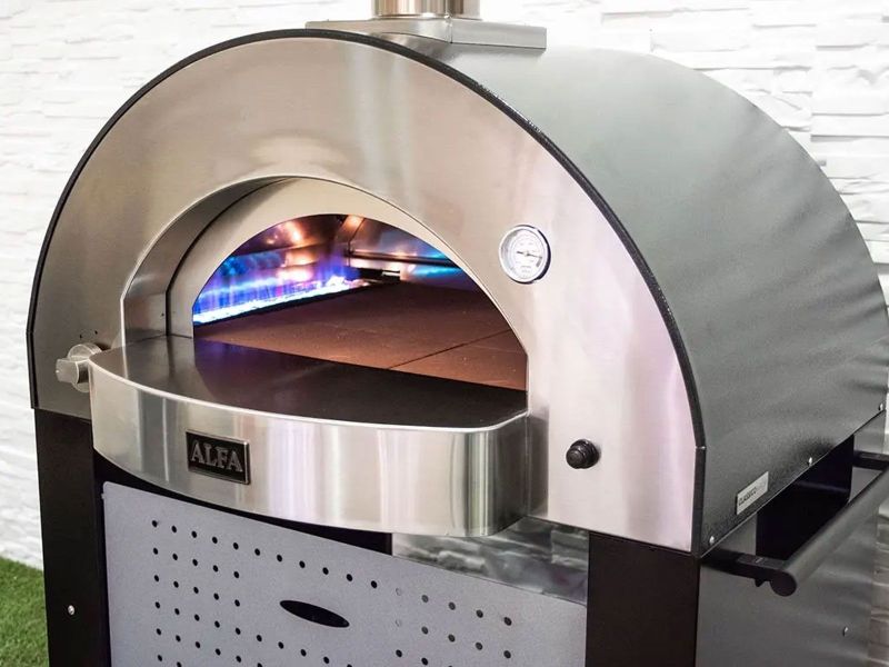 Alfa Classico 4 Pizze 43-Inch Gas Pizza Oven on Wrinkle Black Oven Base - Ardesia Grey - view 13