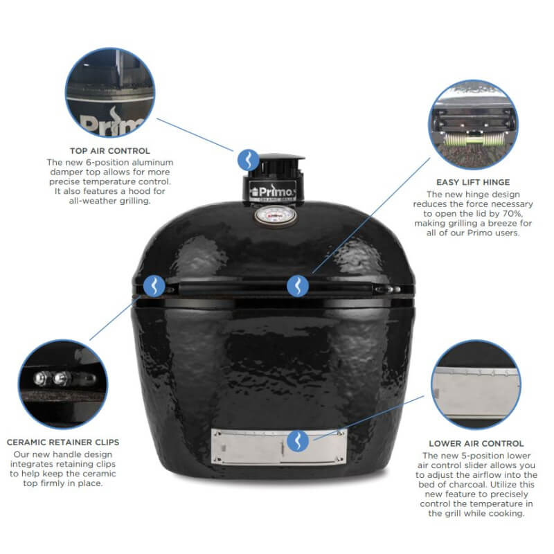 Primo All-In-One Oval Large 300 Ceramic Kamado Grill With Cart