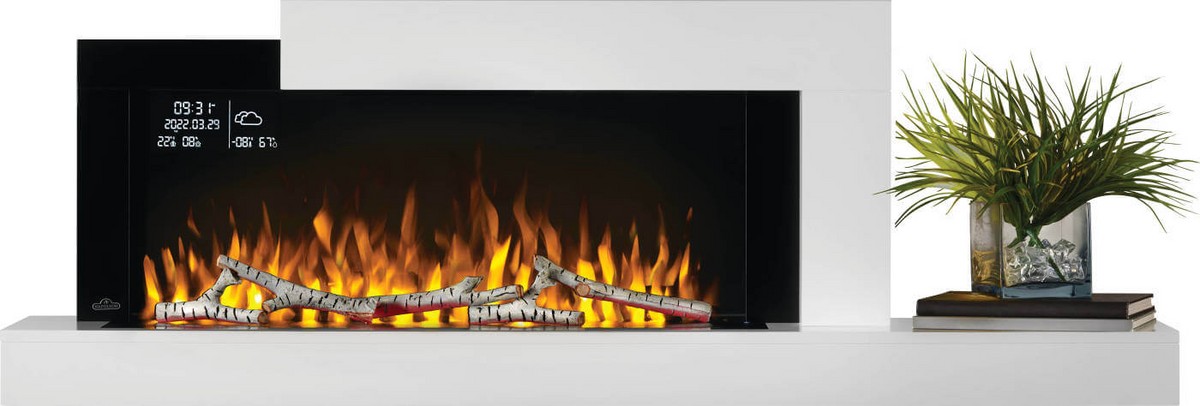 Napoleon Stylus Cara Elite Wall-Mount Electric Fireplace with White Surround Mantel - view 5