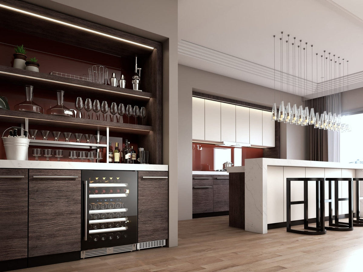 XO 24 Inch Designer Black Glass Indoor Dual Zone Wine Cooler Refrigeration - view 9