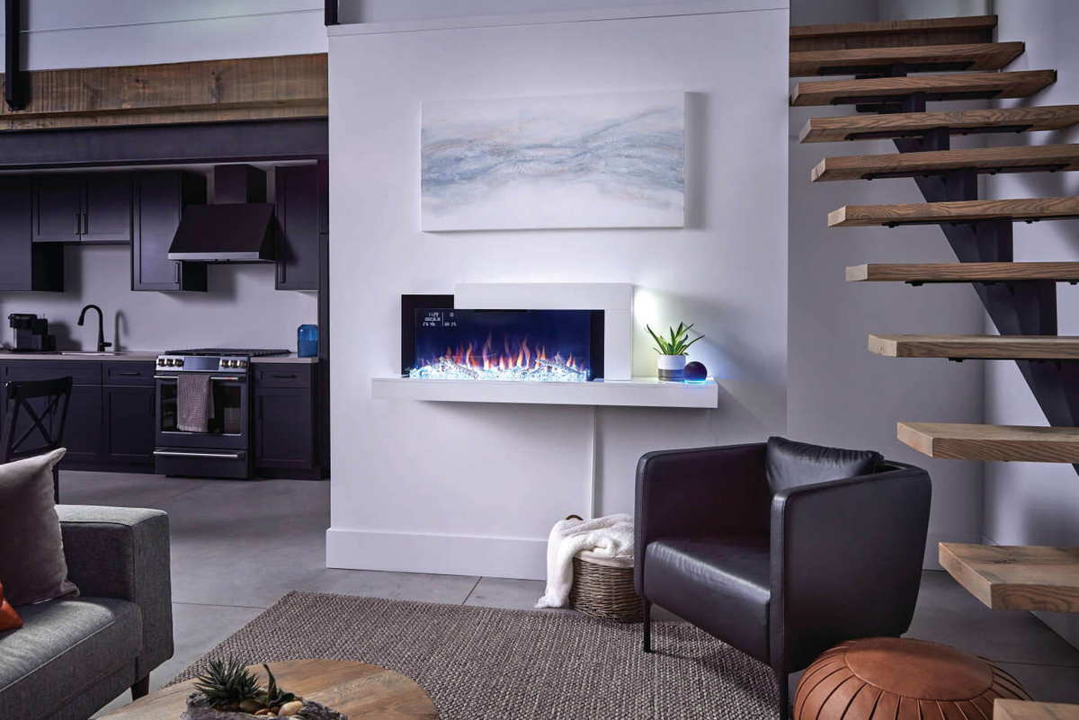 Napoleon Stylus Cara Elite Wall-Mount Electric Fireplace with White Surround Mantel - view 2