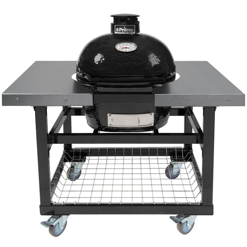 Primo Oval Junior 200 Ceramic Kamado Charcoal Grill with Cart Base