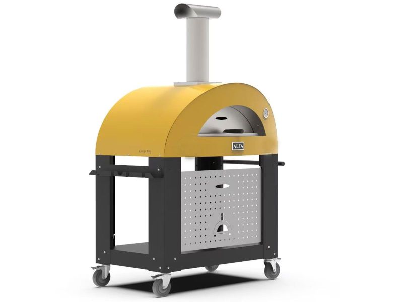 Alfa Moderno 3 Pizze 43-Inch Wood-Fired Pizza Oven on Wrinkle Black Base - Fire Yellow - view 7