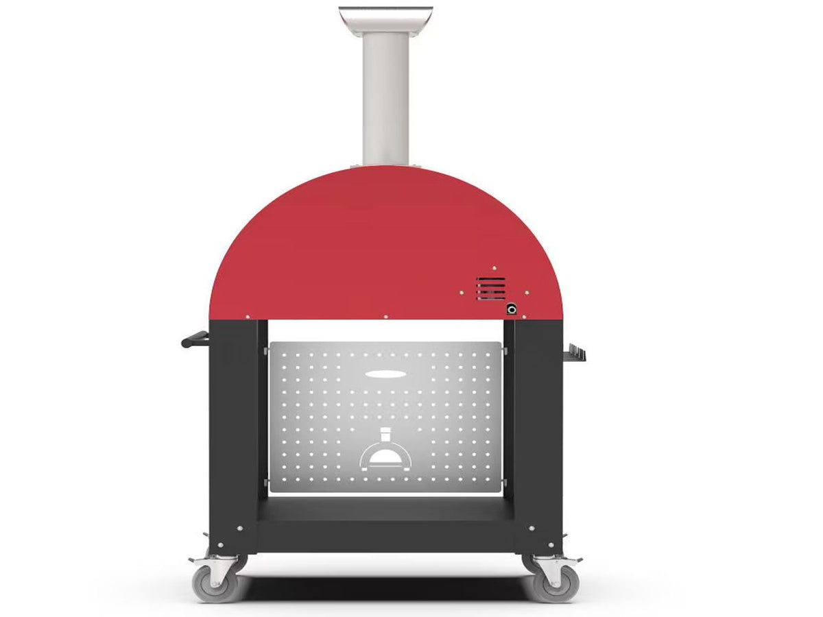 Alfa Moderno Ruby Red 3 Pizze 43-Inch Gas Pizza Oven on Wrinkle Black Oven Base - view 4