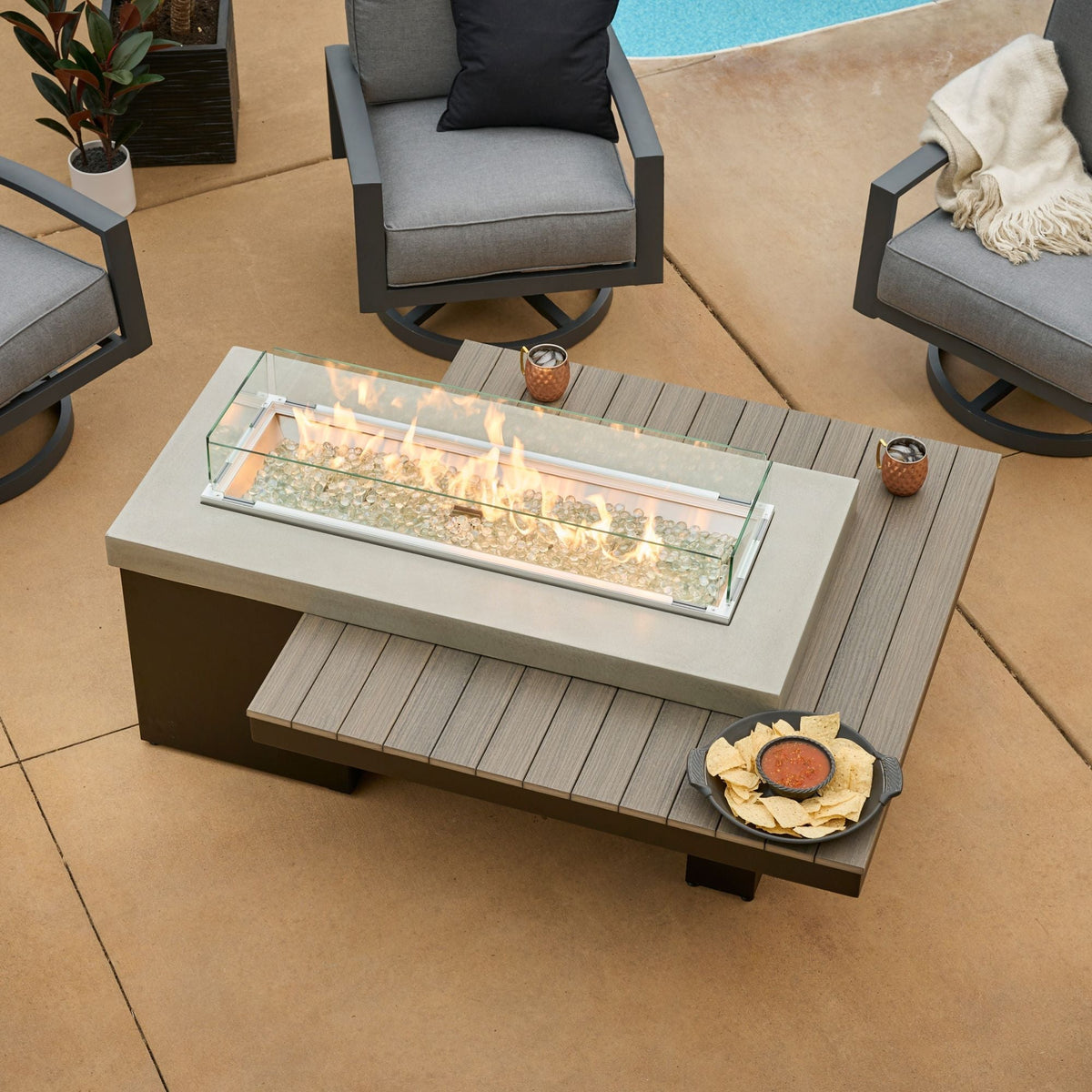 The Outdoor GreatRoom Uptown Linear Gas Fire Pit Table - view 10