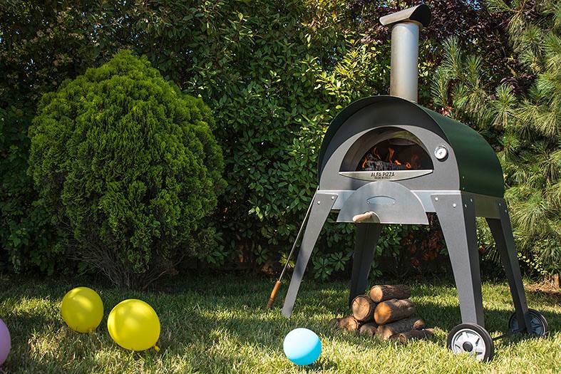 Alfa Ciao 27-Inch Freestanding Wood Fired Outdoor Pizza Oven with Base - Silver Grey - view 11