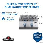 Napoleon Built-in 700 Series Dual Range Top Burner (BIB18RTNSS) – view 14