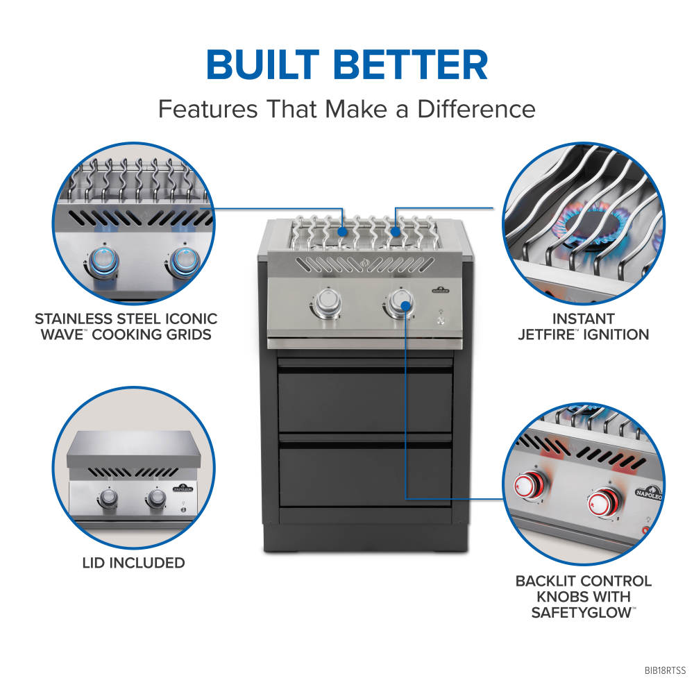 Napoleon Built-in 700 Series Dual Range Top Burner (BIB18RTNSS) – view 7