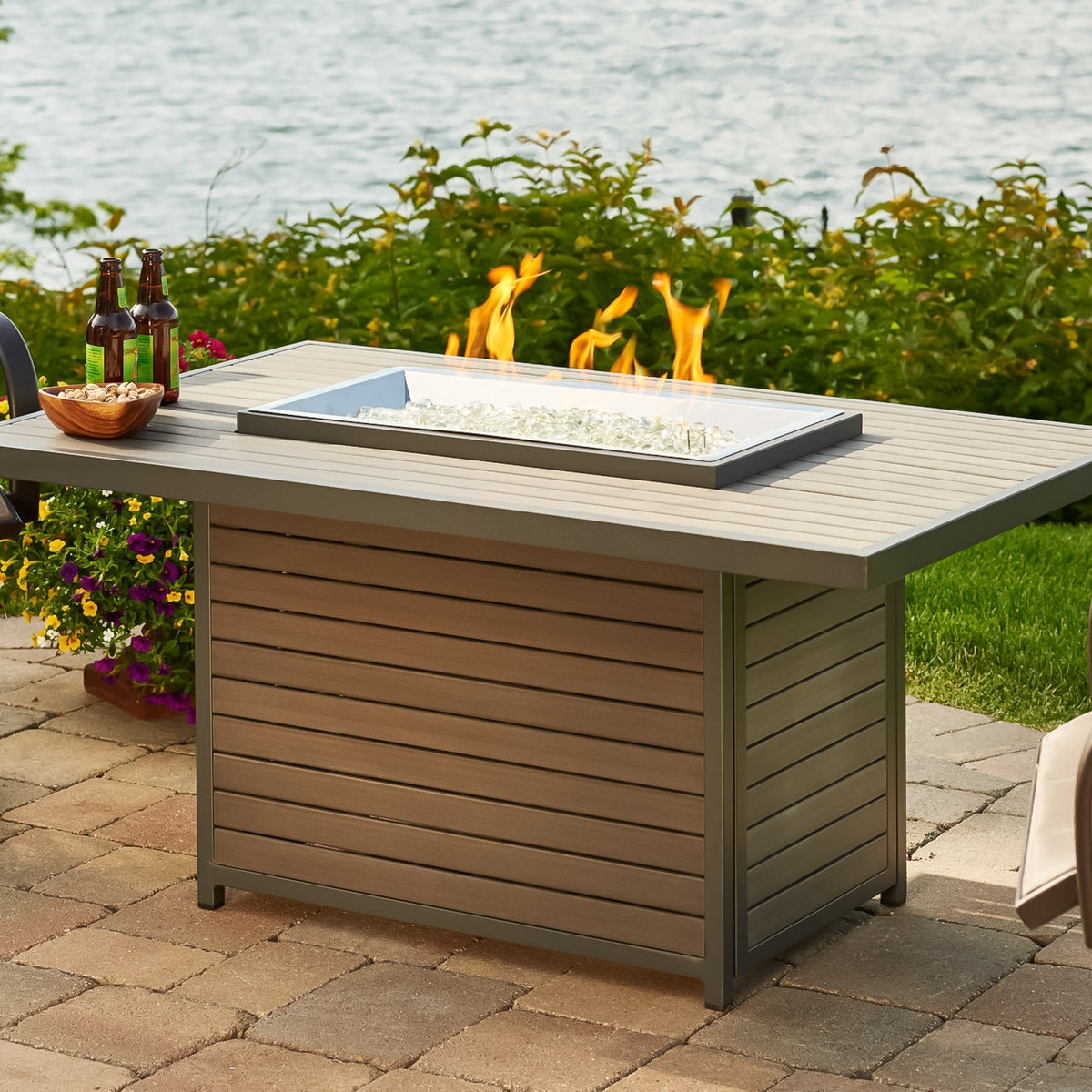 Outdoor GreatRoom Kenwood and Brooks Rectangular Chat Height Gas Fire Pit Table – view 8
