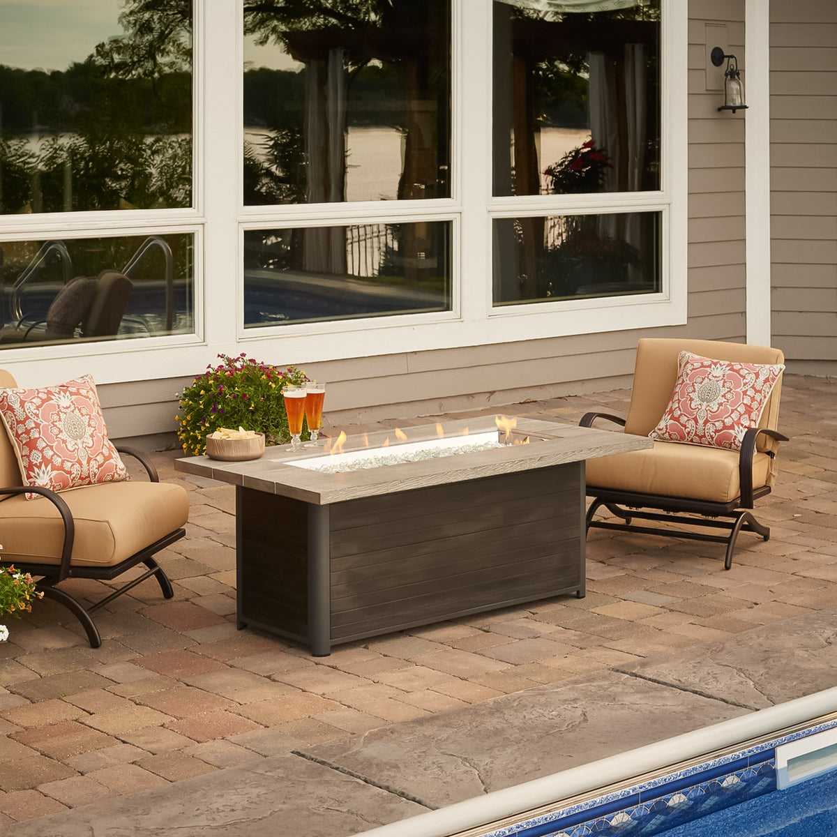 Outdoor GreatRoom Cedar Ridge Linear Gas Fire Pit Table – view 8