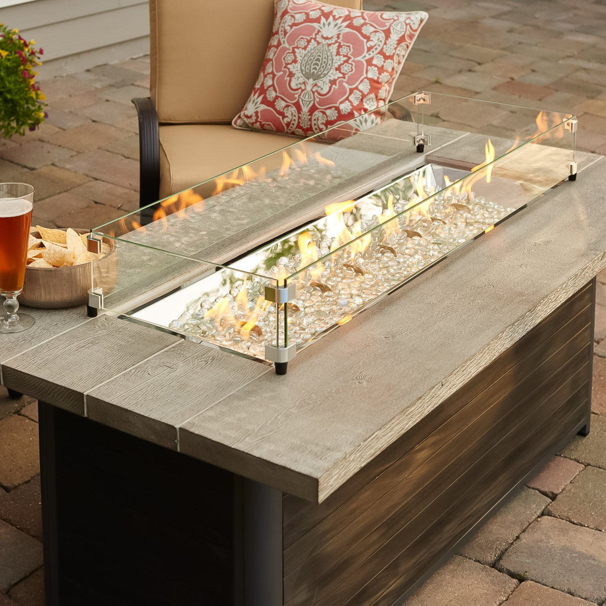 Outdoor GreatRoom Cedar Ridge Linear Gas Fire Pit Table – view 7