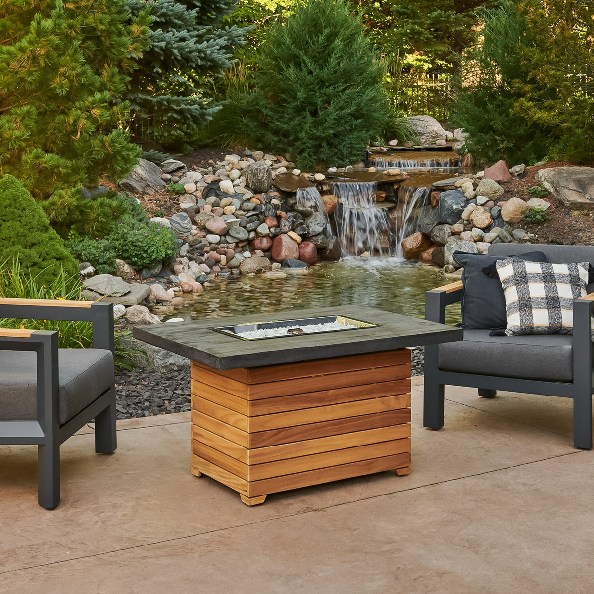 Outdoor GreatRoom Darien Rectangular Gas Fire Pit Table 42" – view 10