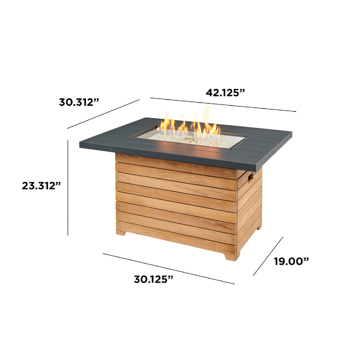 Outdoor GreatRoom Darien Rectangular Gas Fire Pit Table 42" – view 16