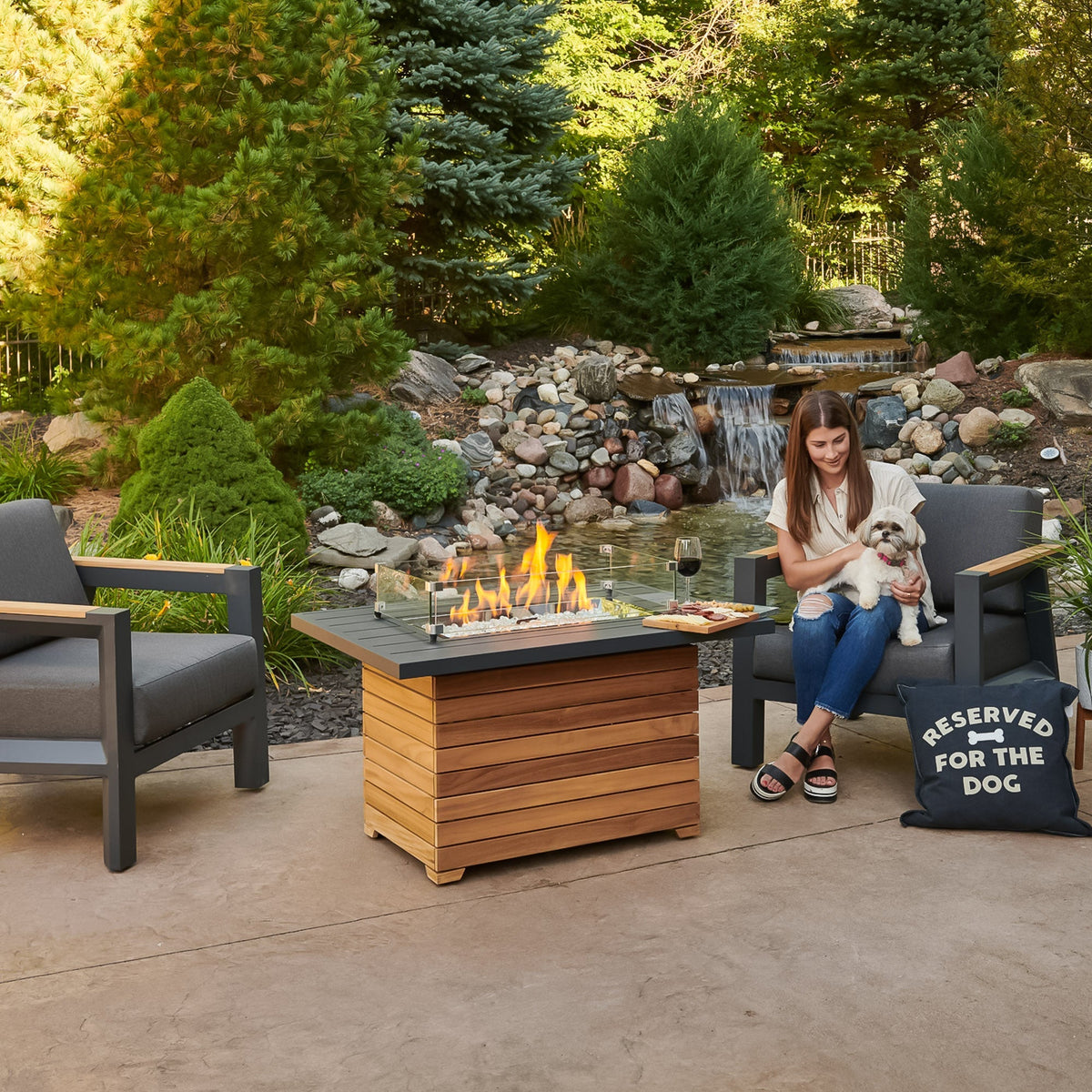 Outdoor GreatRoom Darien Rectangular Gas Fire Pit Table 42" – view 21