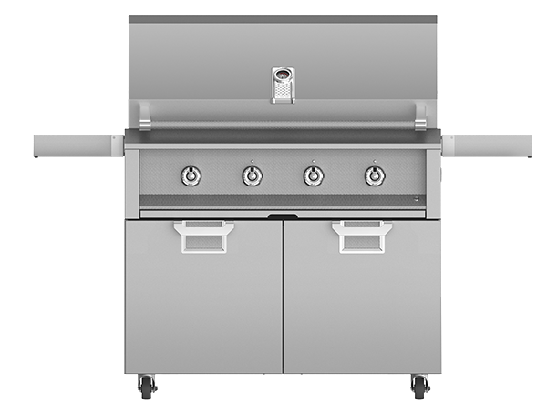 Aspire 42" Double Door Tower Cart, Steeletto finish, shown with a grill head (sold separately)