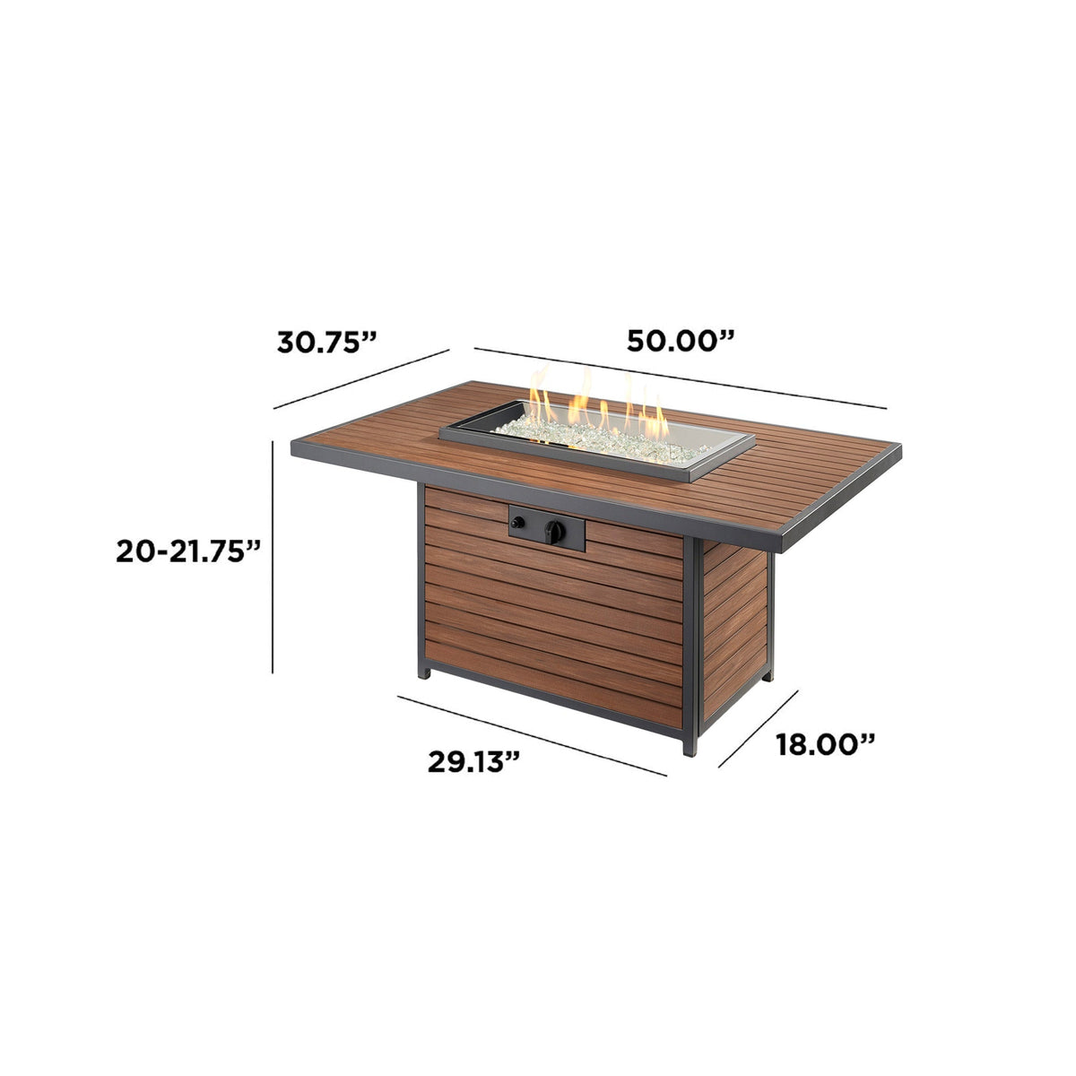 Outdoor GreatRoom Kenwood and Brooks Rectangular Chat Height Gas Fire Pit Table – view 6