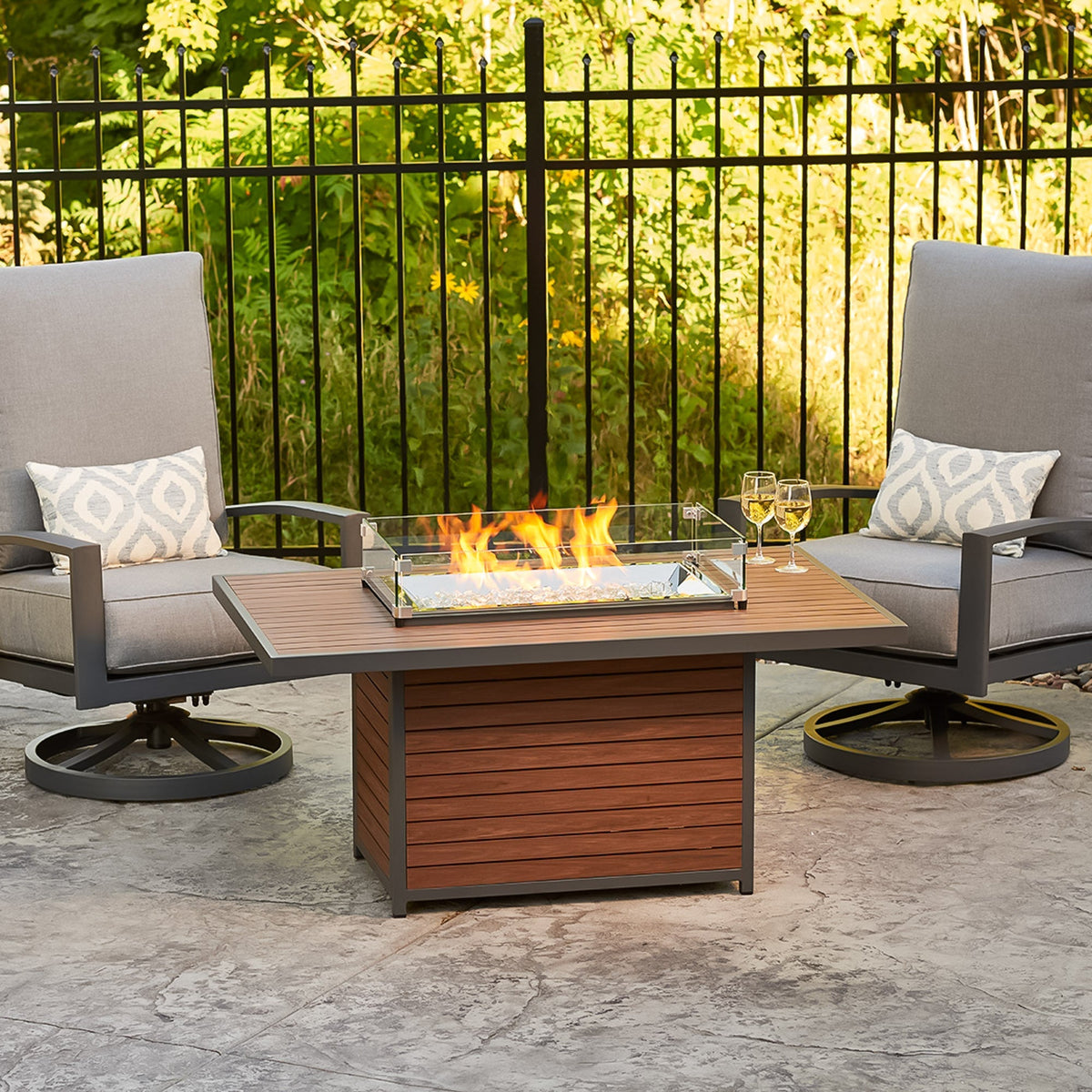 Outdoor GreatRoom Kenwood and Brooks Rectangular Chat Height Gas Fire Pit Table – view 2