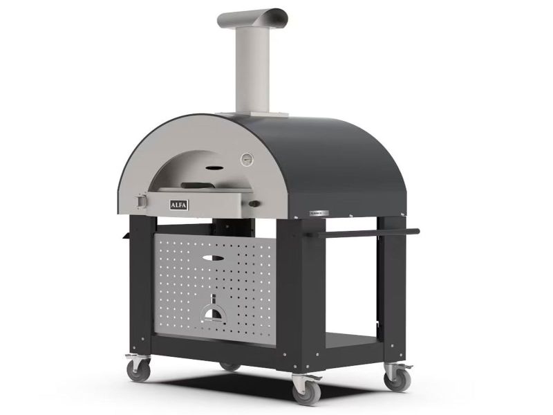 Alfa Classico 4 Pizze 43-Inch Gas Pizza Oven on Wrinkle Black Oven Base - Ardesia Grey - view 9