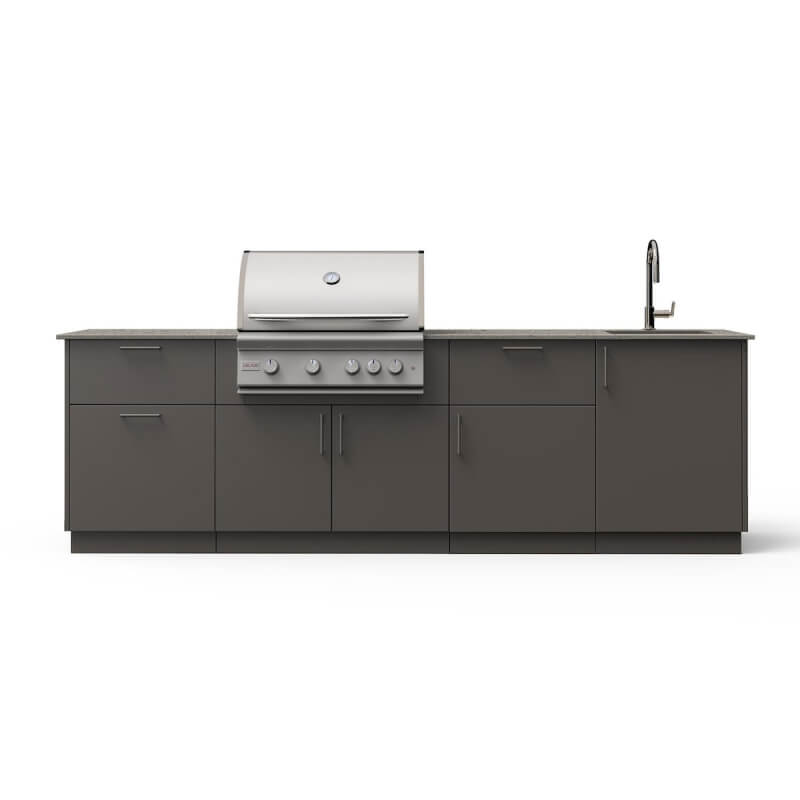 Blaze Sunset 10-Ft Outdoor Kitchen Island w/ Marine-Grade 32-Inch Premium LTE+ Grill in Gunmetal w/ Keon Countertop