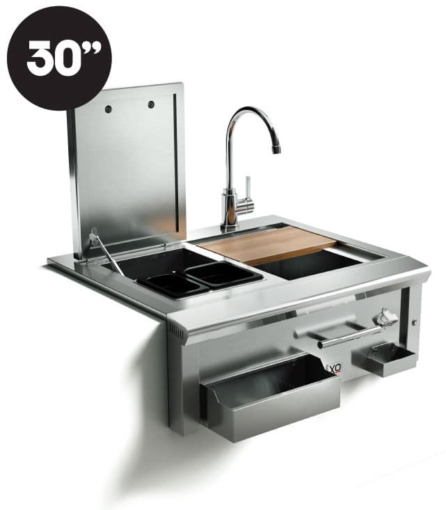 XO 30 Inch Cocktail Pro Station with Sink, Ice Bin, Chilled Bins, Faucet, Hand Towel Bar and Bottle Caddy - view 3