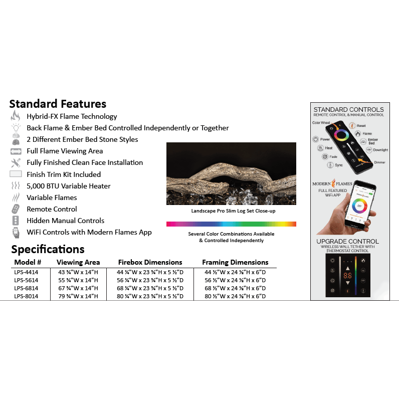 Modern Flames Landscape Pro Slim 80 Inch Built-In Electric Fireplace Recessed Linear Firebox