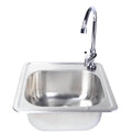 Fire Magic 15-Inch Outdoor Rated Stainless Steel Sink With Cold Water Faucet - 3587 + 3588