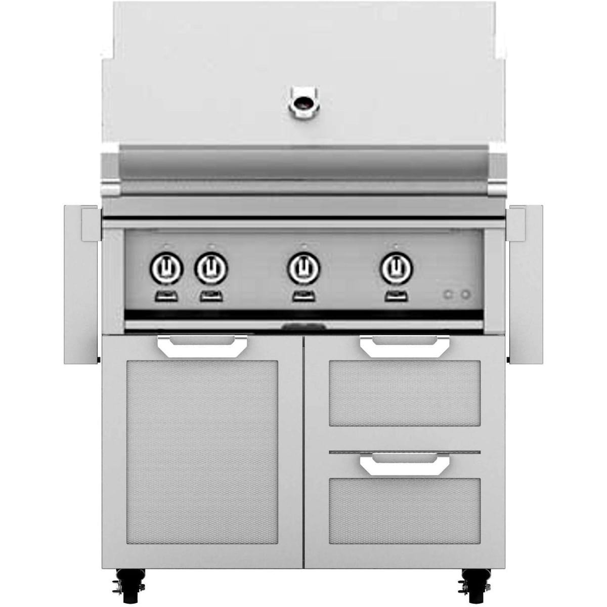 Hestan 36-Inch Propane Gas Grill W/ Sear Burner & Rotisserie On Double Drawer & Door Tower Cart