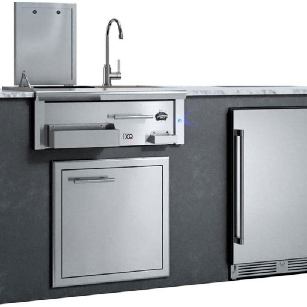 XO Outdoor Bar Island with Cocktail Station Access Door & Refrigerator - view 4