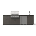 Blaze Golden Hour 10-Ft Outdoor Kitchen Island w/ 32-Inch Premium LTE+ Grill, Fridge, Sink in Gunmetal w/ Aeris Countertop