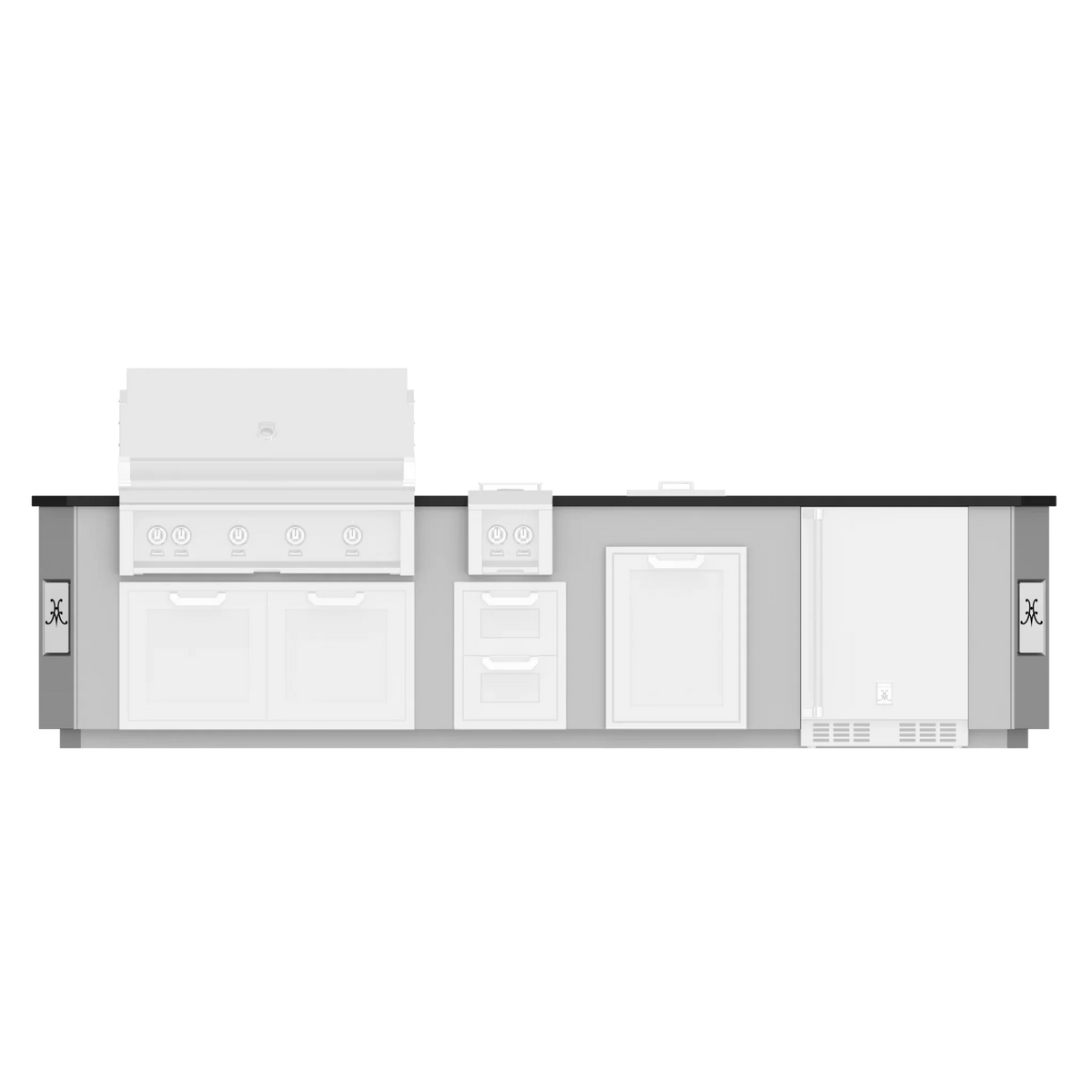 Hestan 12-Foot Outdoor Living Entertainment Suite Package W/ 36-Inch Grill, Double Side Burner, Access Door & Refrigerator - view 2