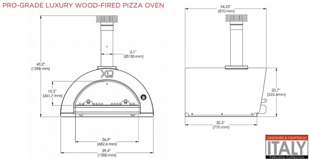 XO 40 Inch Wood-Fired Outdoor Pizza Oven Countertop - view 17