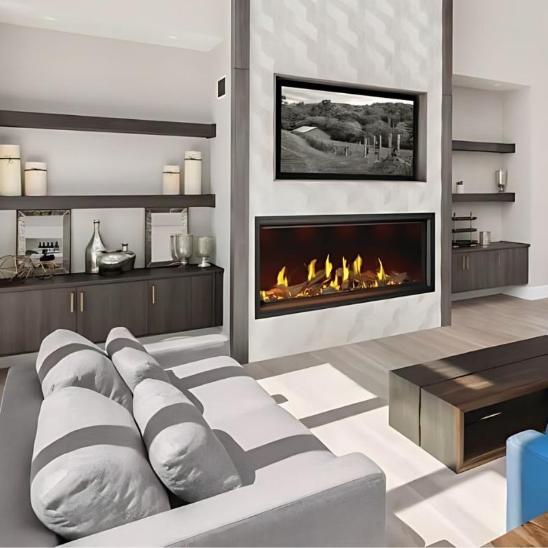 Napoleon Tall Vector with Luminous Logs 74" Direct Vent Linear Gas Fireplace | TLV74LN - view 4