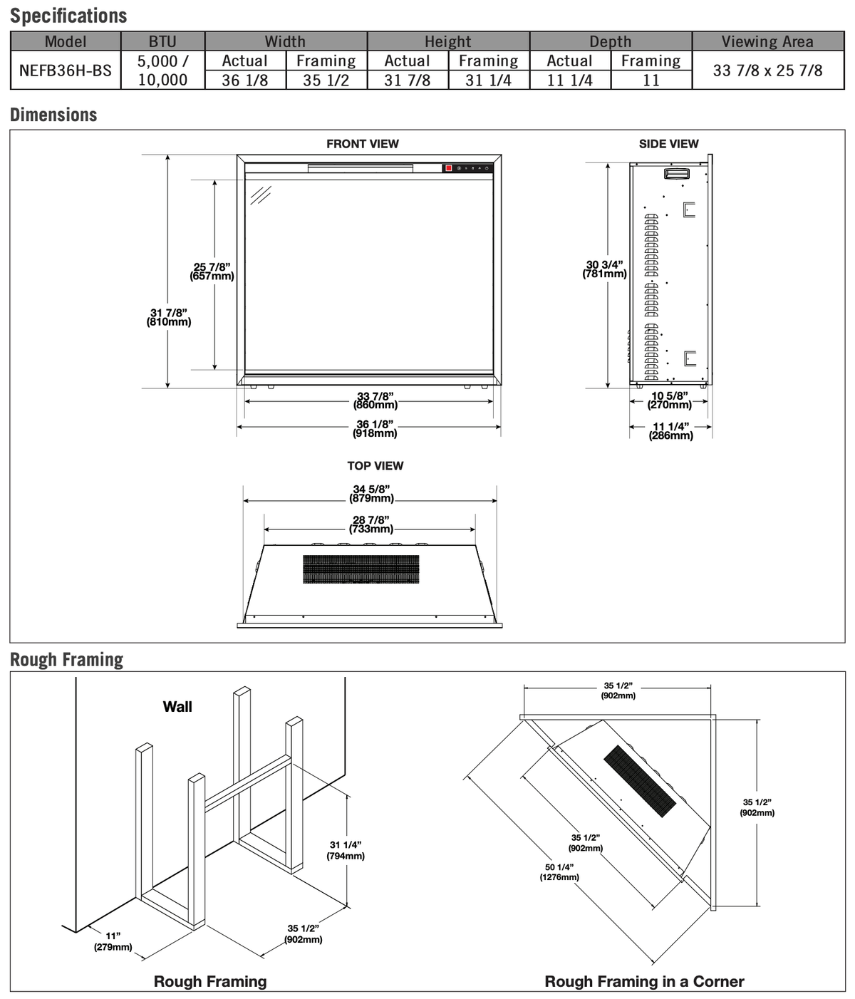 Napoleon Element 36 Built-In Electric Fireplace | NEFB36H-BS-2 - view 10