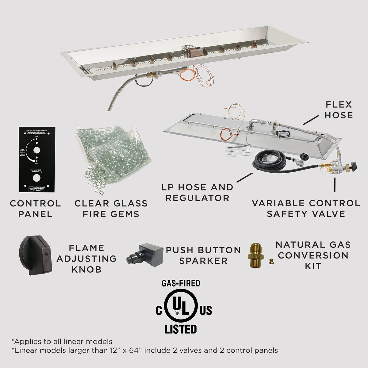 The Outdoor GreatRoom Crystal Fire Plus Linear Gas Burner - view 8