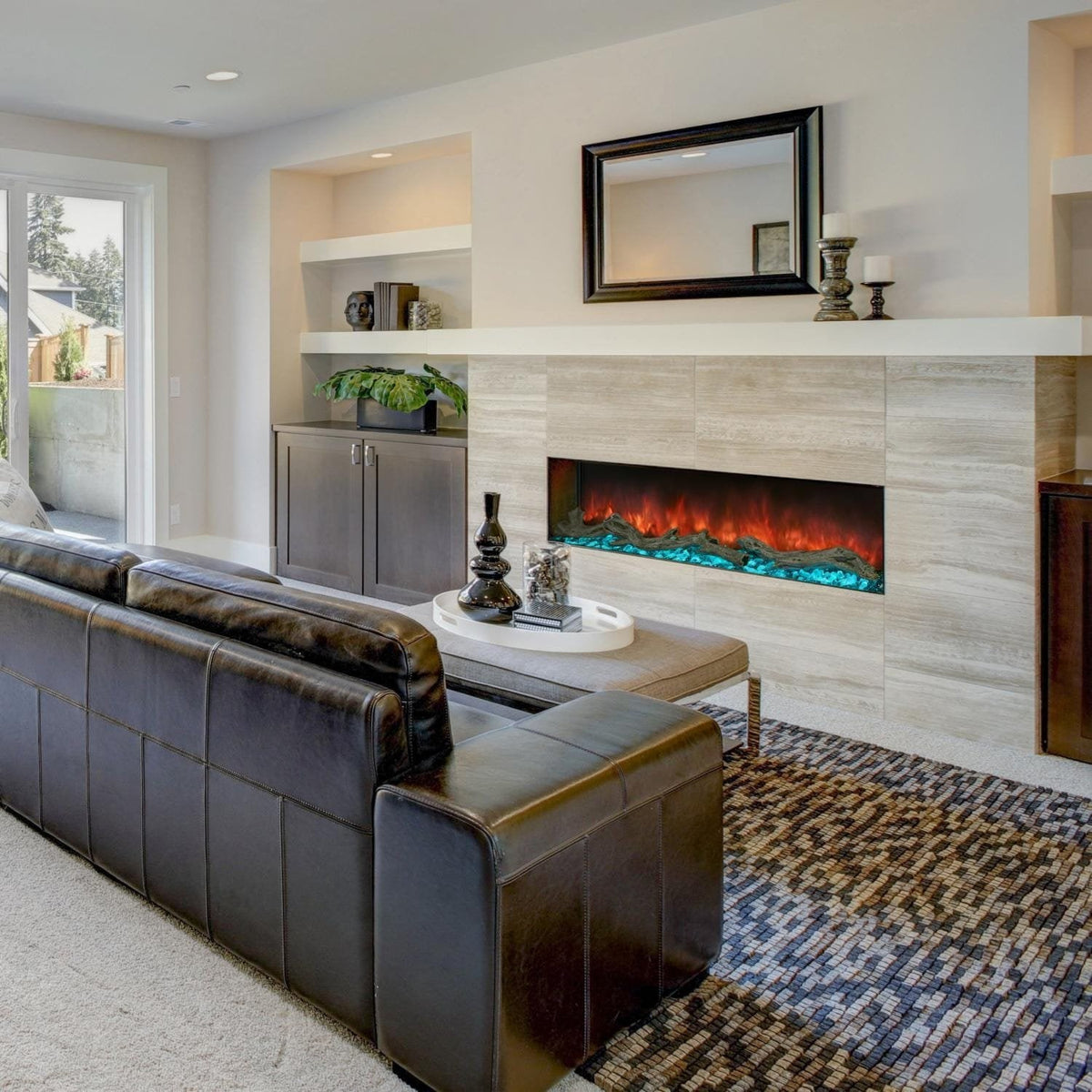 Modern Flames Landscape Pro Multi-Sided Built-In 96 Inch Electric Fireplace Linear Firebox