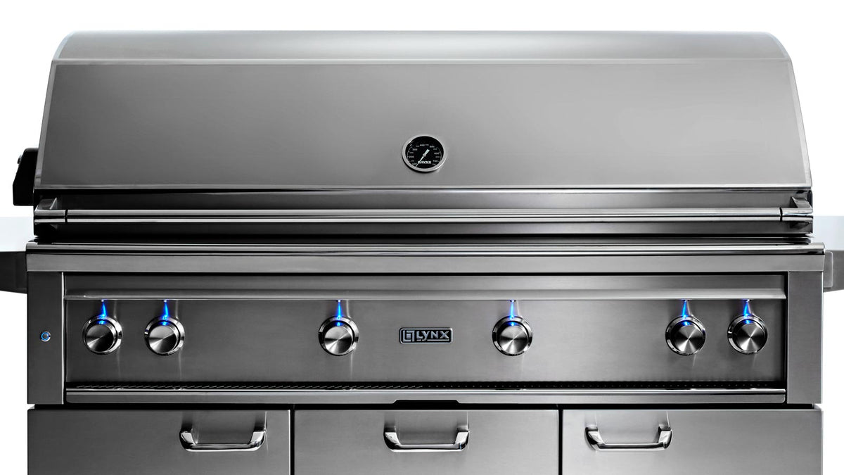 Lynx 54” Professional Freestanding grill with 1 trident infrared burner and 3 ceramic burners and rotisserie (L54TRF)