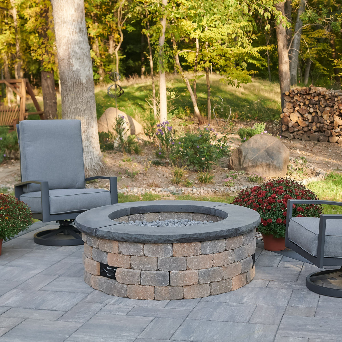 The Outdoor GreatRoom Company Bronson Block Round Gas Fire Pit Kit - 51.25-Inch - view 7