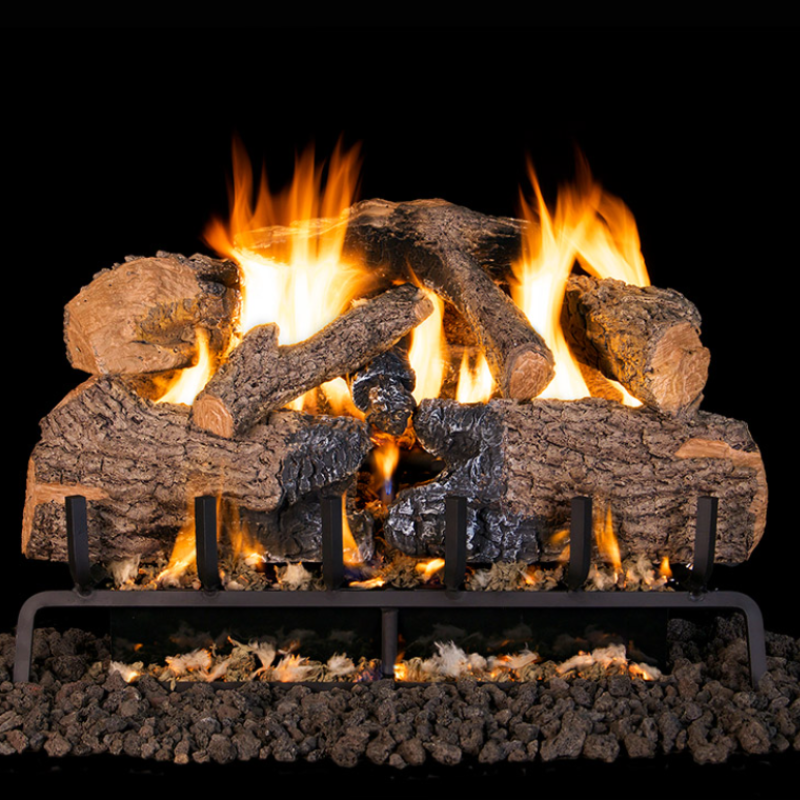 Real Fyre Charred Angel Oak Gas Log Set with 3-Tiered G31 Burner System