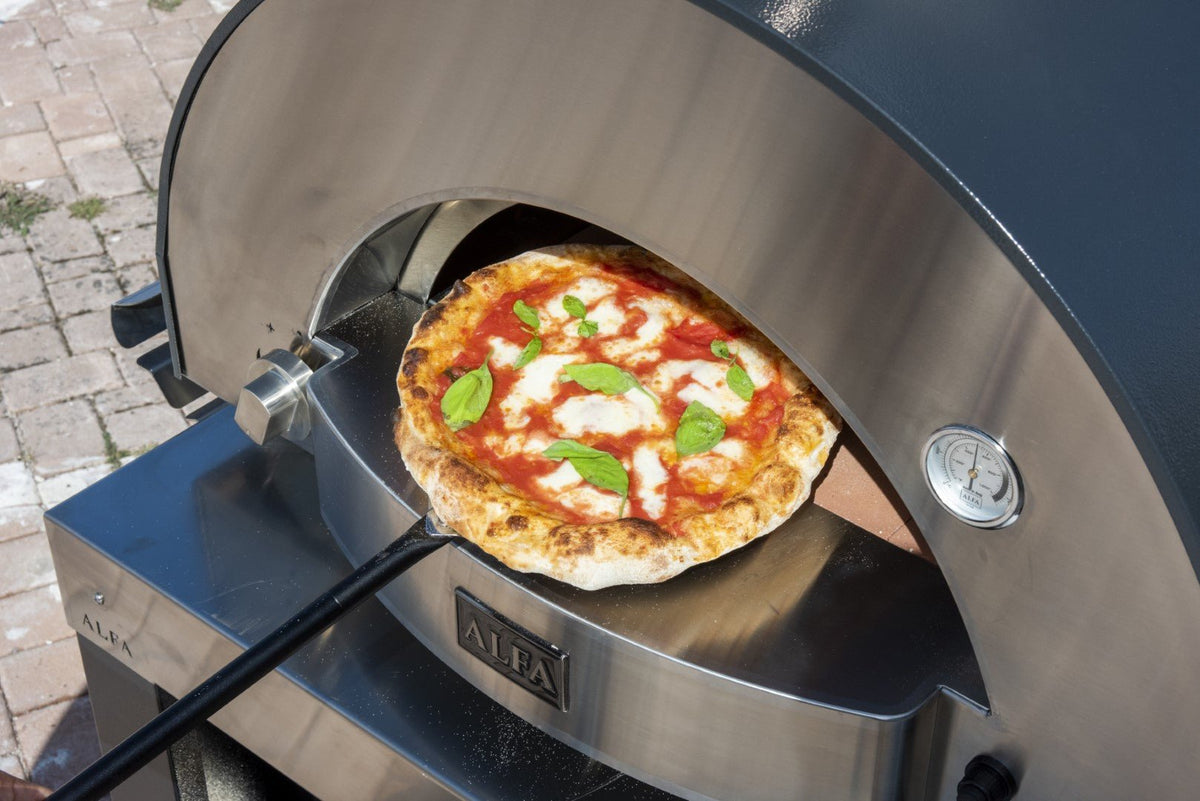 Alfa Classico 2 Pizze Freestanding Gas Ardesia Grey Pizza Oven on Wrinkle Black Cart - view 11
