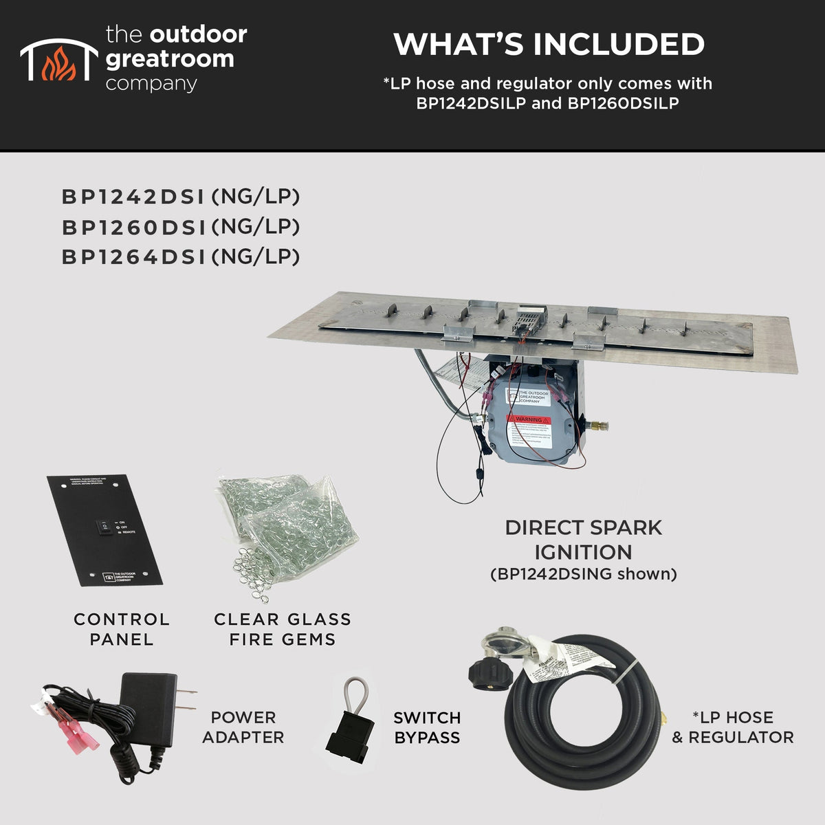 The Outdoor GreatRoom Crystal Fire Plus Linear Gas Burner Insert and Plate Kit - view 9