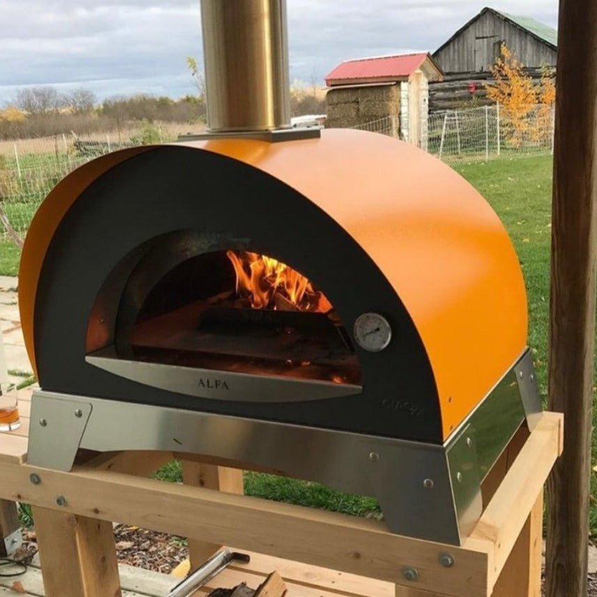 Alfa Ciao 27-Inch Freestanding Wood Fired Outdoor Pizza Oven with Base - Silver Grey - view 16