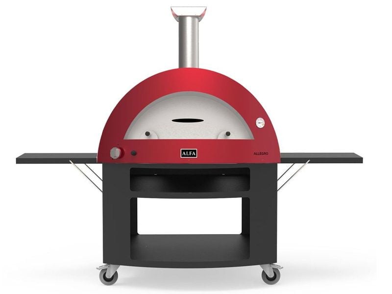 Alfa Moderno 5 Pizze 47-Inch Gas Pizza Oven on Wrinkle Black Base - Ruby Red - view 2