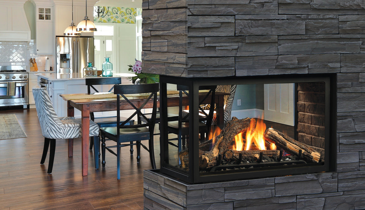 Kingsman MCVP42 Zero Clearance Direct Vent Peninsula Gas Fireplace, Ceramic Glass (MCVP42NH)