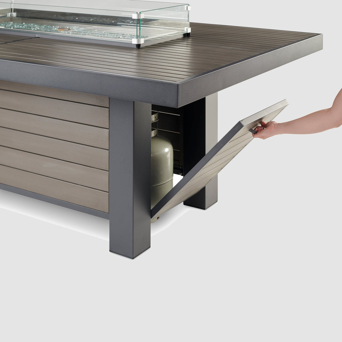 The Outdoor GreatRoom Kenwood and Brooks Linear Dining Height Gas Fire Pit Table - view 14
