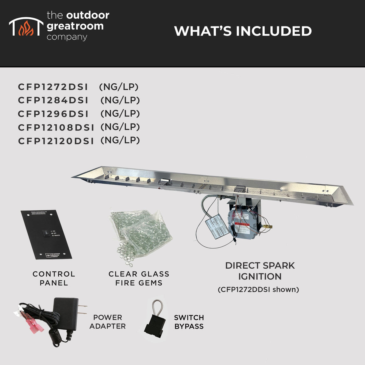 The Outdoor GreatRoom Crystal Fire Plus Linear Gas Burner - view 16