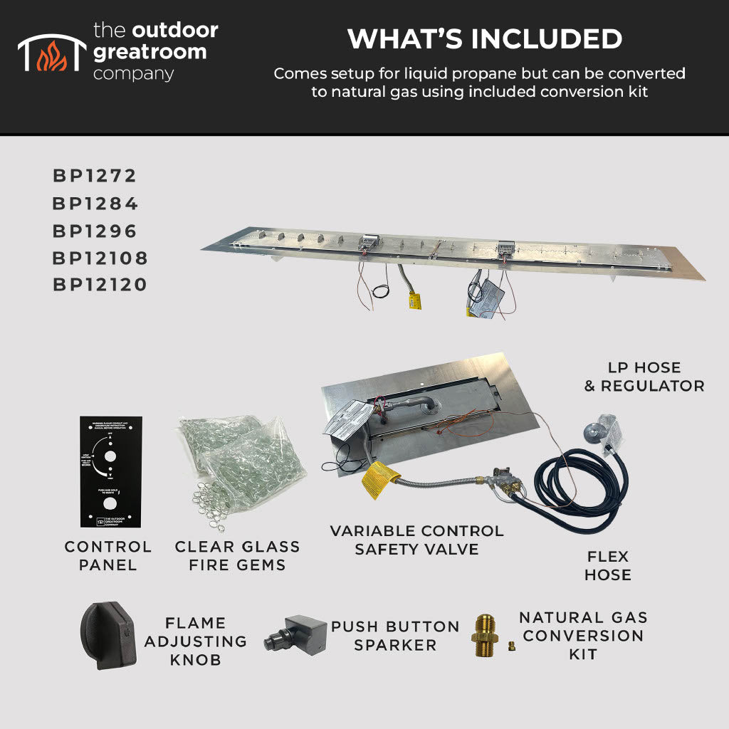 The Outdoor GreatRoom Crystal Fire Plus Linear Gas Burner Insert and Plate Kit - view 11