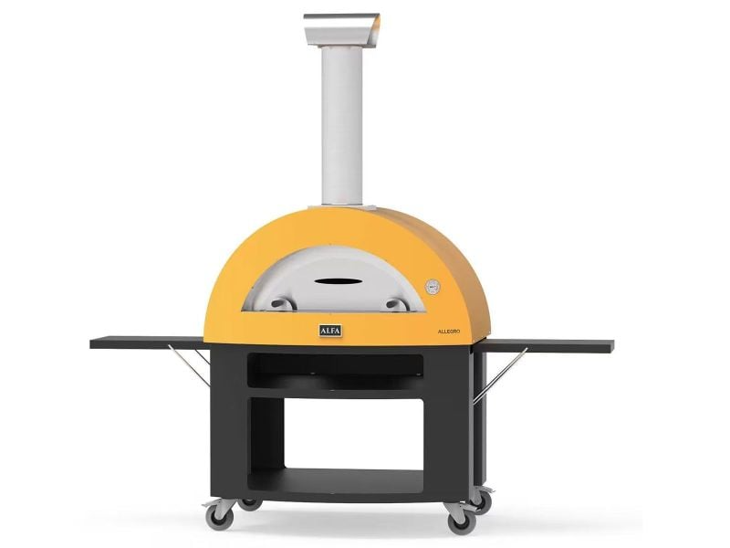 Alfa Moderno 5 Pizze 47-Inch Gas Pizza Oven on Wrinkle Black Base - Imperial Yellow - view 2