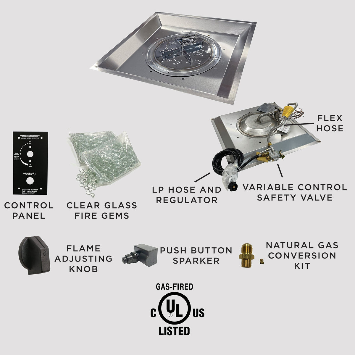 The Outdoor GreatRoom Crystal Fire Plus Square Gas Burner - view 2